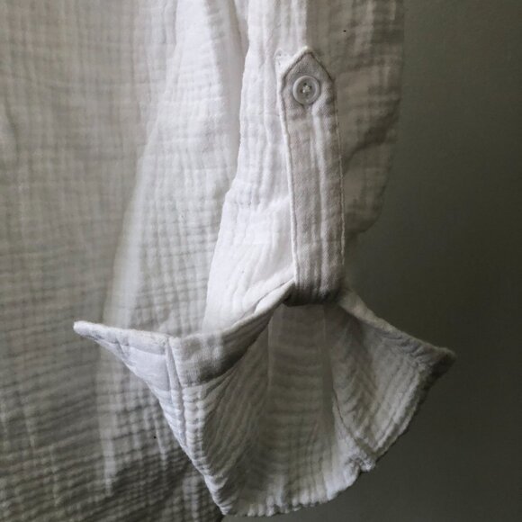 ANNE KLEIN JEANS WHITE BUTTON DOWN CRINKLE GAUZE SHIRT 100% COTTON M NWOT - Picture 11 of 11